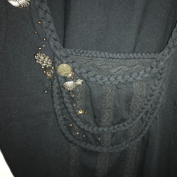 Axara Women’s Tank top Grungy Y2k Black embellished Art-Wear Artsy Sz M - Picture 6 of 8